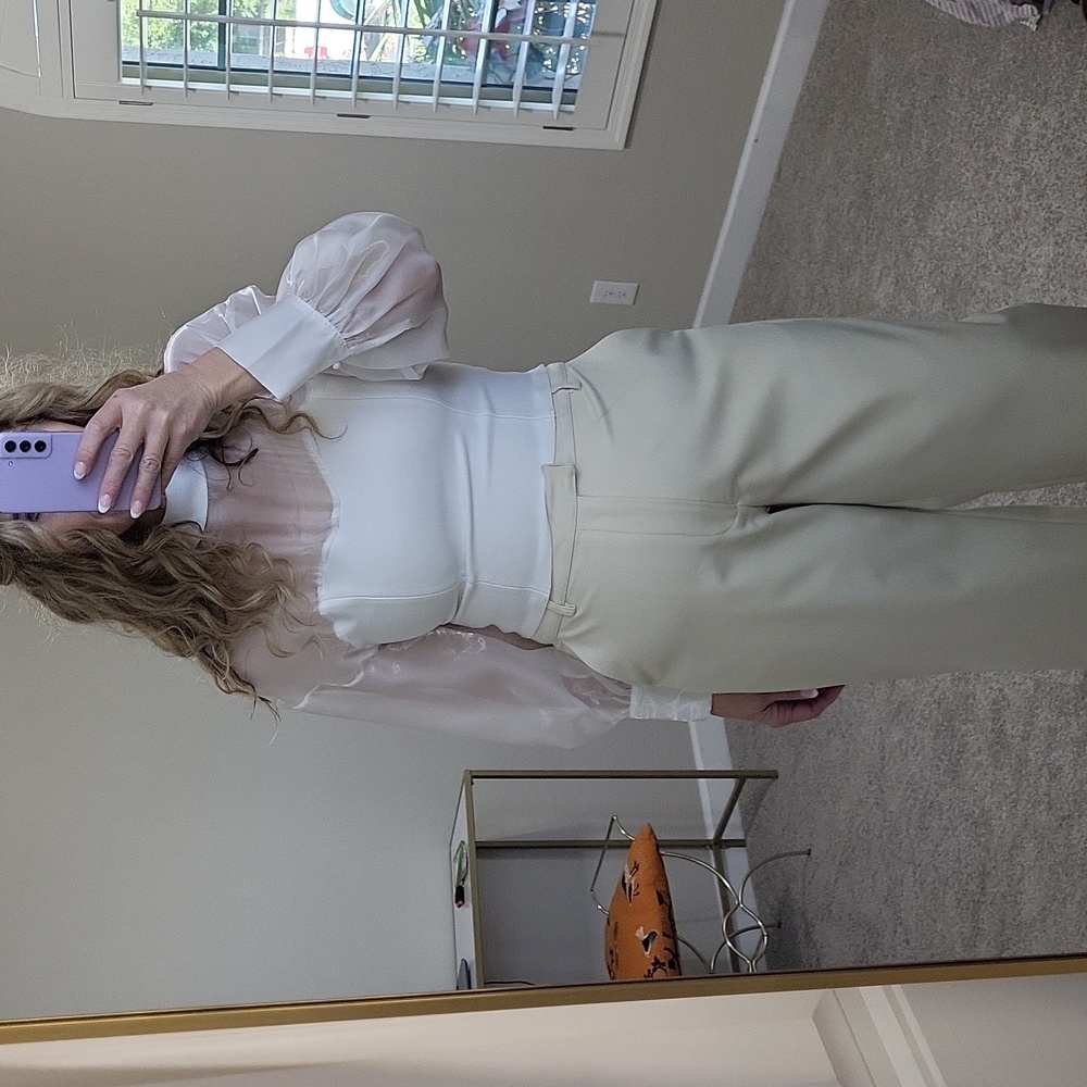 AKIRA High Neckline Sheer Long-Sleeve Cropped Back Zipper Size Large
